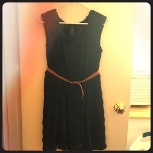 Blue lacy dress with belt.